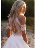 Ivory Lace Satin Boho Wedding Dress
